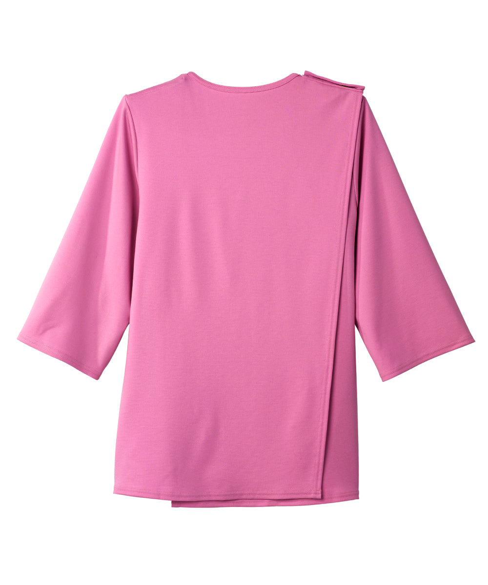 Women's Open Back 3/4 Length Sleeve Top with Embroidery