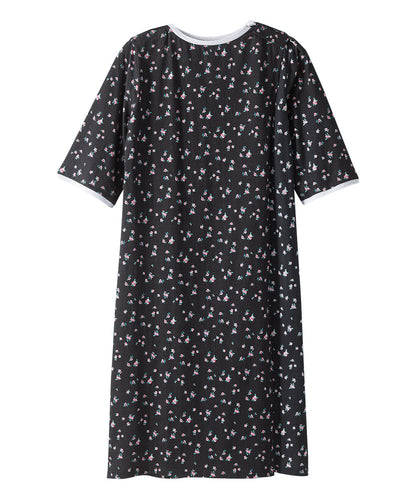 Open Back Knit Nightgown with Lace Trim