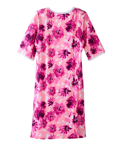 Open Back Knit Nightgown with Lace Trim