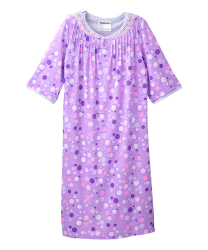 Open Back Knit Nightgown with Lace Trim
