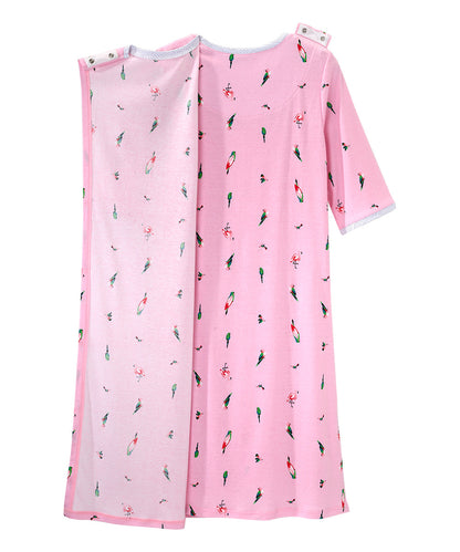 Open Back Knit Nightgown with Lace Trim