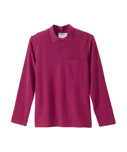 Men's Adaptive Open Back Polo Shirt with Long Sleeves