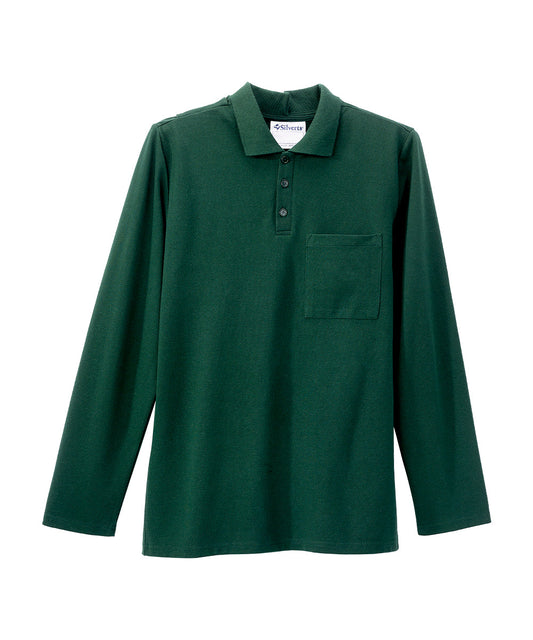 Men's Adaptive Open Back Polo Shirt with Long Sleeves