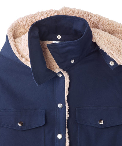 Men's Magnetic Closure Sherpa Shacket with Detachable Hood