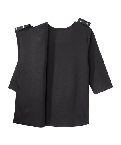 Women's Open Back 3/4 Length Sleeve Top with Embroidery