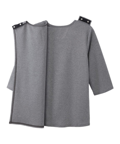 Women's Open Back 3/4 Length Sleeve Top with Embroidery