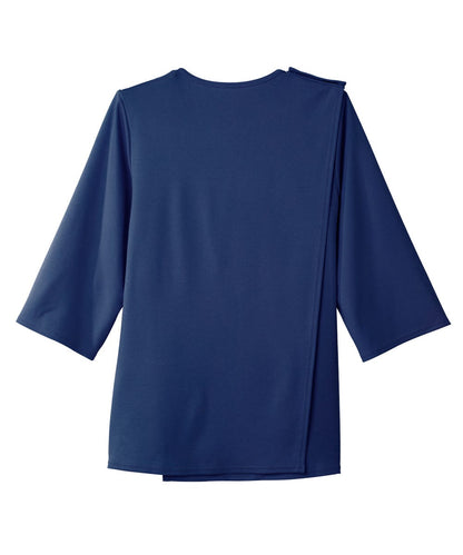 Women's Open Back 3/4 Length Sleeve Top with Embroidery