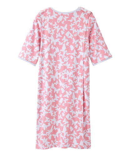 Open Back Knit Nightgown with Lace Trim