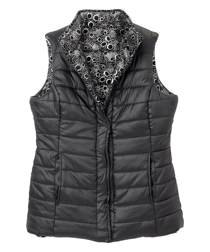 Women's Reversible Magnetic Snap Front Puffer Vest