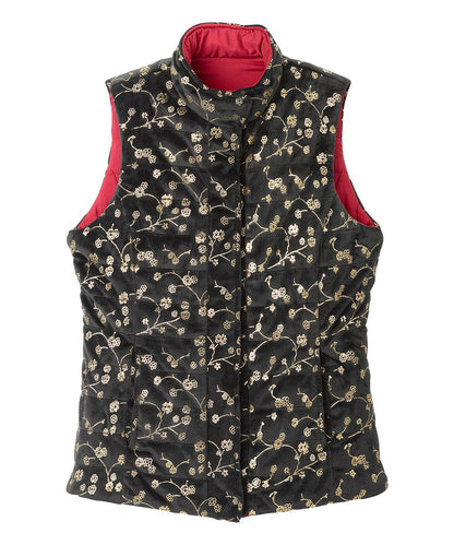 Women's Reversible Magnetic Snap Front Puffer Vest