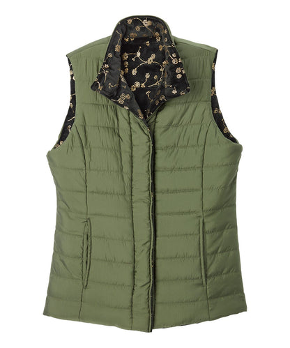 Women's Reversible Magnetic Snap Front Puffer Vest