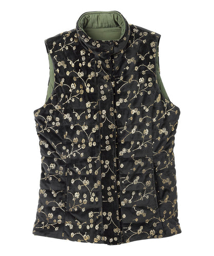 Women's Reversible Magnetic Snap Front Puffer Vest