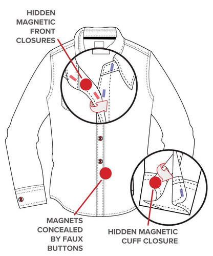 Men's Self Dressing Magnetic Buttons Dress Shirt