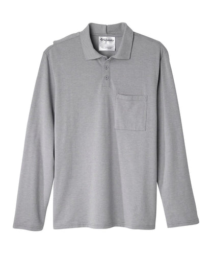 Men's Adaptive Open Back Polo Shirt with Long Sleeves