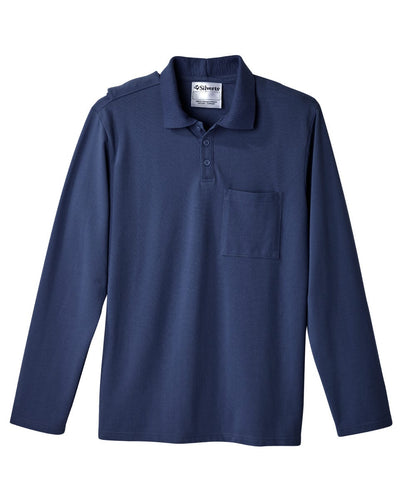 Men's Adaptive Open Back Polo Shirt with Long Sleeves